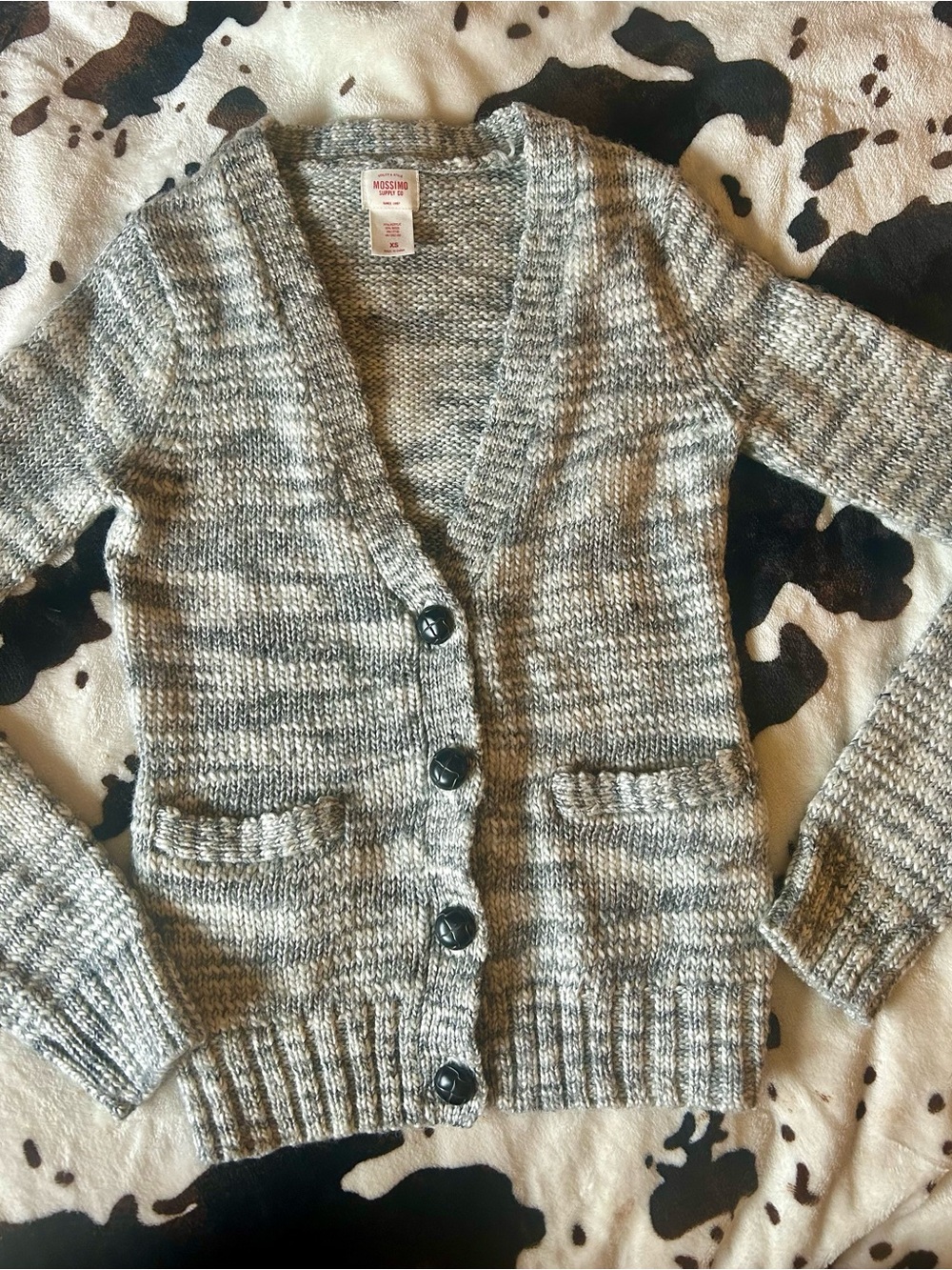 Mossimo Supply Co Chunky Wool Blend Cardigan XS Gray Marled Button Front